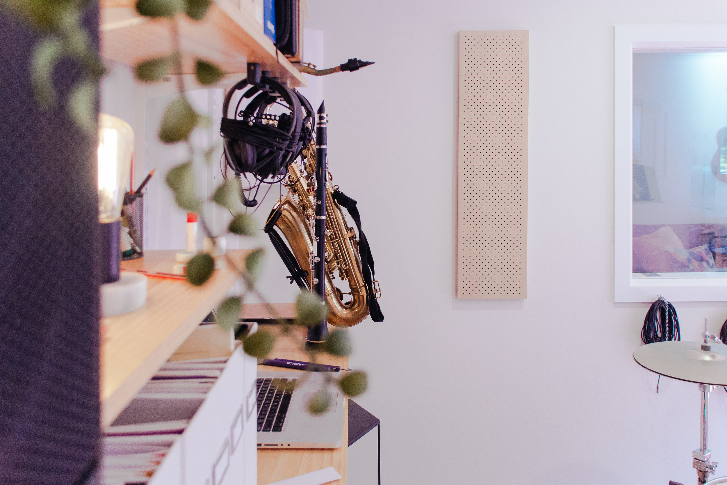 Saxophone teaching studio setup at Newy Music in Wallsend, Newcastle.